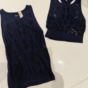 ALO Yoga Navy Cut-Out Tank Tops